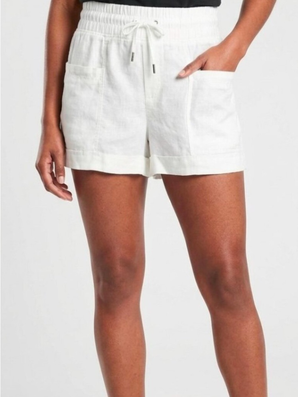Athleta White Athletic Drawstring Shorts